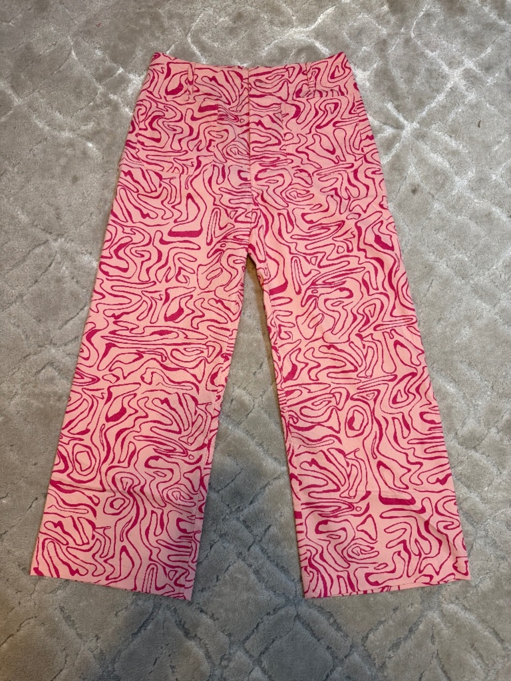 NWT GiGio Pink Abstract Swirl Print Wide Leg Cotton Pants Size Medium
